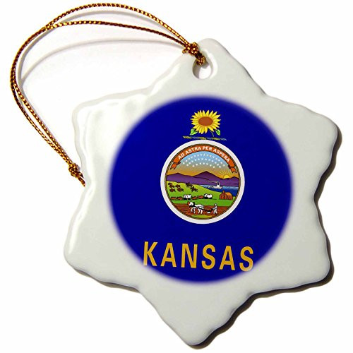 3dRose ORN_55438_1 State Flag of Kansas PD-US-Snowflake Ornament, Porcelain, 3-Inch 3dRose ORN_55438_1 State Flag of Kansas PD-US-Snowflake Ornament, Porcelain, 3-Inch