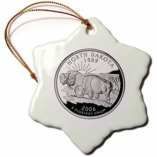 3dRose orn_56939_1 North Dakota Collectible Quarter Snowflake Porcelain Ornament, 3-Inch 3dRose orn_56939_1 North Dakota Collectible Quarter Snowflake Porcelain Ornament, 3-Inch