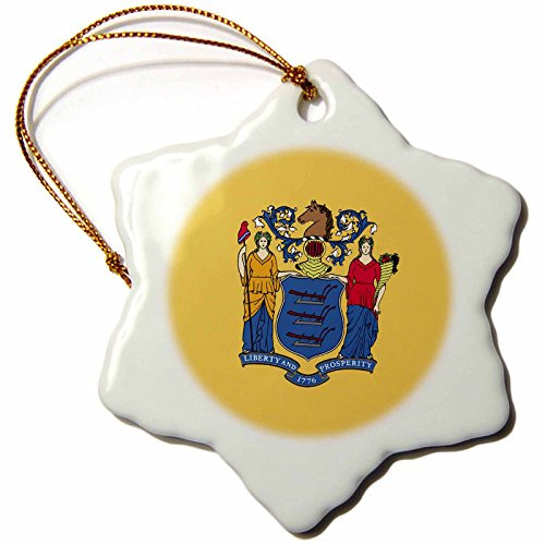 3dRose orn_57032_1 State Flag of New Jersey PD-US Snowflake Porcelain Ornament, 3-Inch 3dRose orn_57032_1 State Flag of New Jersey PD-US Snowflake Porcelain Ornament, 3-Inch
