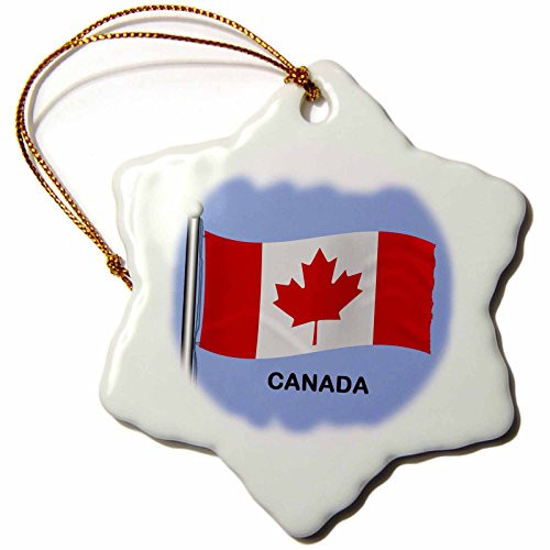 3dRose LLC orn_58717_1 Porcelain Snowflake Ornament, 3-Inch, Canadian Flag Waving on a Blue Background 3dRose LLC orn_58717_1 Porcelain Snowflake Ornament, 3-Inch, Canadian Flag Waving on a Blue Background