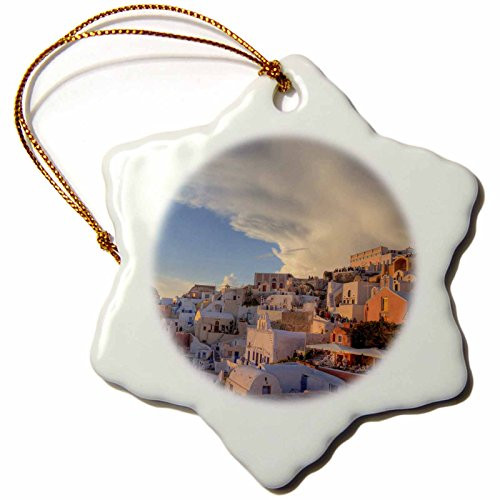 3dRose orn_81836_1 Greece, Santorini, Oia, Colorful Buildings EU12 DGU0366 Darrell Gulin Snowflake Porcelain Ornament, 3-Inch