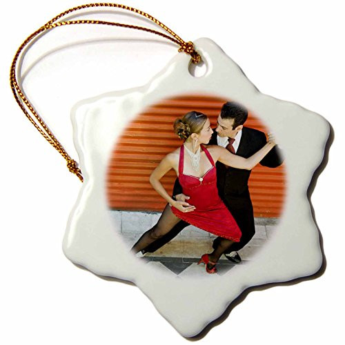 3dRose orn_85200_1 Argentina, Buenos Aires, La Boca Tango dancing SA01 BJA0005 Jayne's Gallery Snowflake Porcelain Ornament, 3-Inch