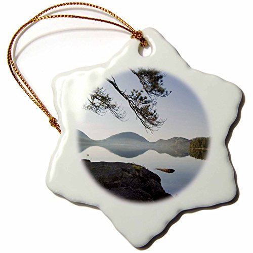 3dRose ORN_90764_1 Sunrise at Eagle Lake, Acadia National Park, Maine - US20 RKL0008 - Raymond Klass - Snowflake Ornament, Porcelain, 3-Inch