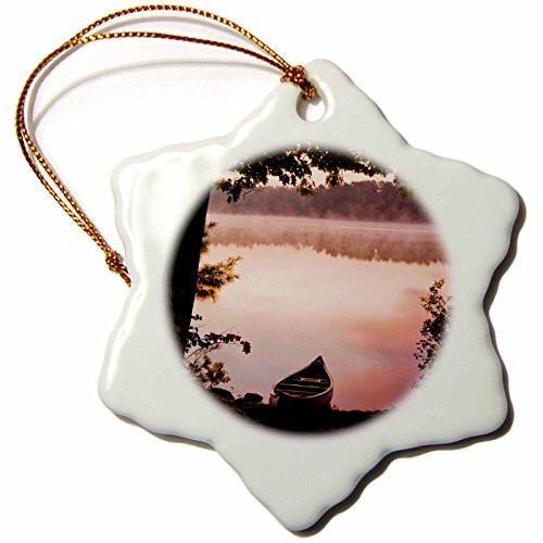 3dRose ORN_92386_1 Canoe, Pawtuckaway Lake, New Hampshire - US30 JMO1240 - Jerry and Marcy Monkman - Snowflake Ornament, Porcelain, 3-Inch