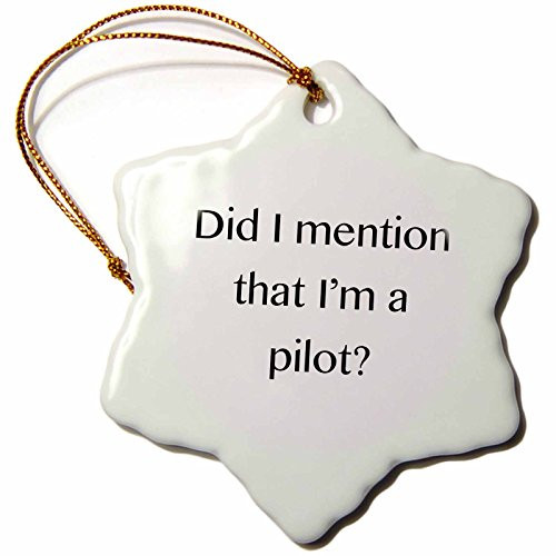3dRose LLC orn_123054_1 Porcelain Snowflake Ornament, 3-Inch, "Did I Mention That I'm a Pilot"