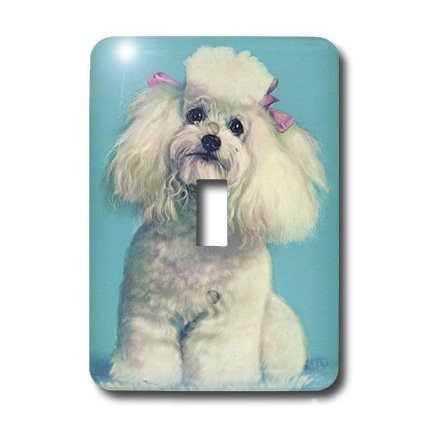 3dRose lsp_3539_1 White Topy Poodle Single Toggle Switch