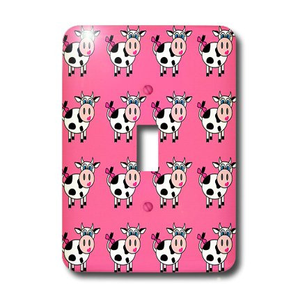 3dRose lsp_6097_1 Happy Cow Girl Pink Print Single Toggle Switch Multicolor