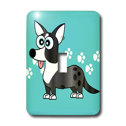 3dRose lsp_6159_1"Blue Merle Cardigan Corgi With Paw Prints" Single Toggle Switch Multicolor