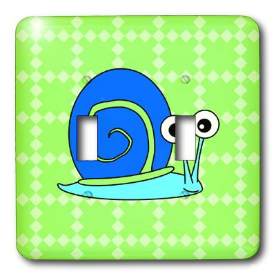 3dRose lsp_6289_2 Cute Blue and Green Snail Design Double Toggle Switch Multicolor