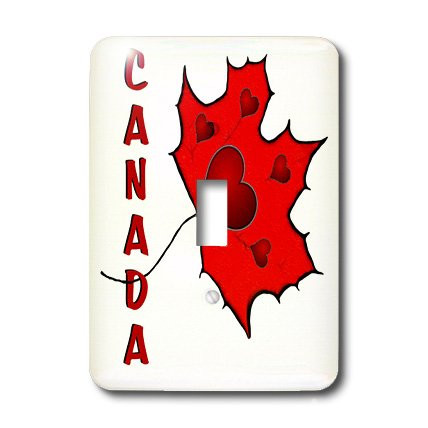 3dRose lsp_8983_1 Canada Maple Leaf Hearts Single Toggle Switch