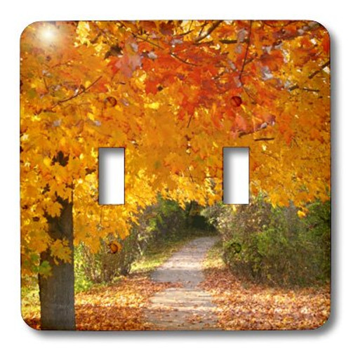 3dRose LLC lsp_11234_2 Golden Leaves Double Toggle Switch