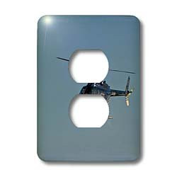3dRose lsp_11349_6 Helicopter Hovers in Blue Sky 2 Plug Outlet Cover