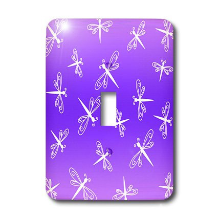 3dRose lsp_12139_1 Dancing Dragonflies On Purple N Violet Single Toggle Switch