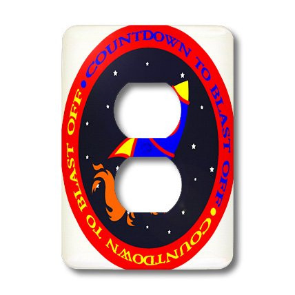 3dRose LLC lsp_12153_6 Countdown To Take Off Cute Rocket Ship Red and Blue 2 Plug Outlet Cover