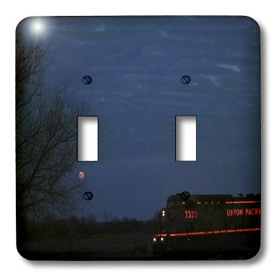 3dRose LLC lsp_12234_2 Train and Moon Double Toggle Switch