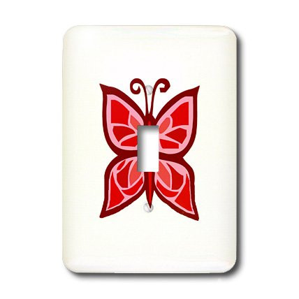 3dRose lsp_13096_1 Red Butterfly Single Toggle Switch
