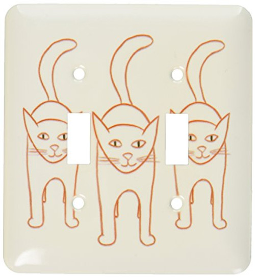 3dRose lsp_20932_2 Three Cats Standing Outline Art Drawing Double Toggle Switch