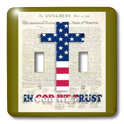 3dRose lsp_22367_2 Declaration Of Independence Background with Christian Cross In Usa Colors Double Toggle Switch