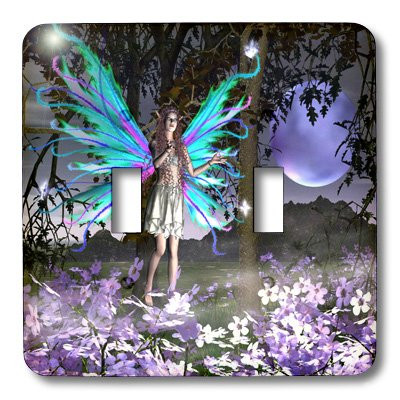 3dRose lsp_22527_2 Delighted A Fairy with Flowers Double Toggle Switch