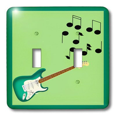 3dRose LLC lsp_23829_2 Green Sunburst Electric Guitar with Musical Nottes Double Toggle Switch