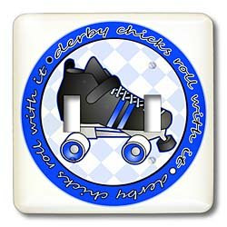 3dRose lsp_28514_2 Derby Chicks Roll With It Blue and White with Black Roller Skate Toggle Switch