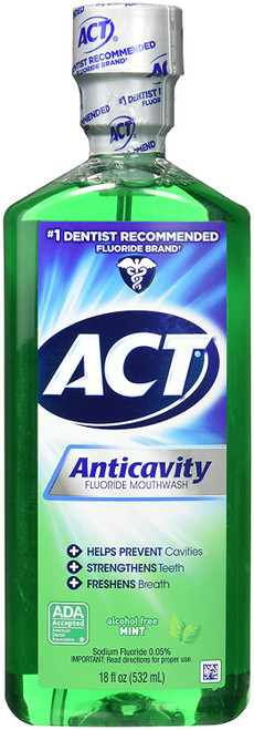 ACT Alcohol Free Anticavity Fluoride Rinse, Mint - 18 oz - 2 pk