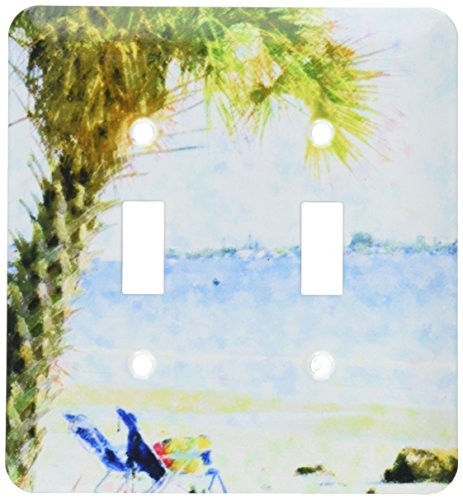 3dRose lsp_35308_2 Blue Green Palm On Sanibel Beach Toggle Switch Multi-Color