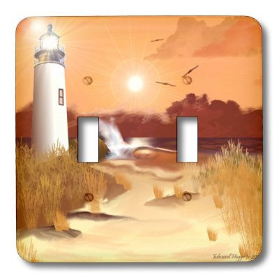 3dRose lsp_36708_2"Lighthouse On The Coast" Double Toggle Switch