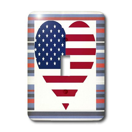3dRose lsp_37407_1 Heart Shape Usa Flag On Red White Blue Stripes Single Toggle Switch