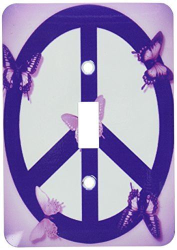 3dRose lsp_40233_1""Pink and Purple Peace Sign and Butterflies- Inspirational Art" Single Toggle Switch,