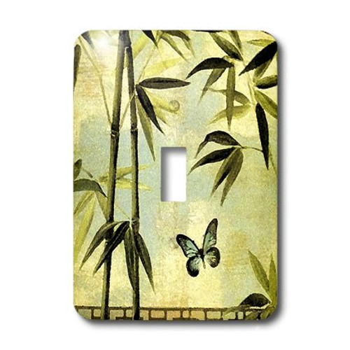 3dRose lsp_43866_1 Bamboo N Butterfly In Green N Aqua Toggle Switch