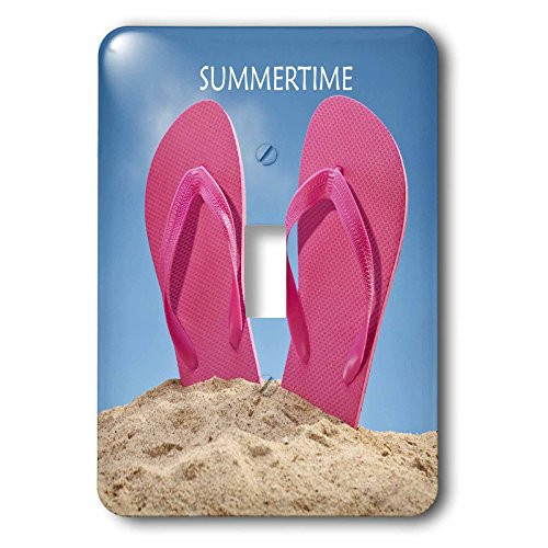 3dRose lsp_50869_1 Pink Summer Flip Flops On Beach Toggle Switch