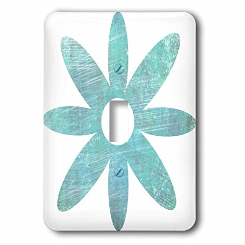 3dRose lsp_51413_1 Teal Blue Grunge Flower Floral Art Single Toggle Switch