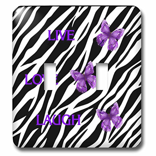 3dRose lsp_55256_2 Zebra Print With 3 Purple Butterflies Toggle switch