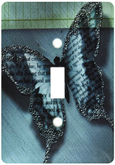 3dRose lsp_56218_1 Inspirational Aqua Butterfly - Nature Art Single Toggle Switch