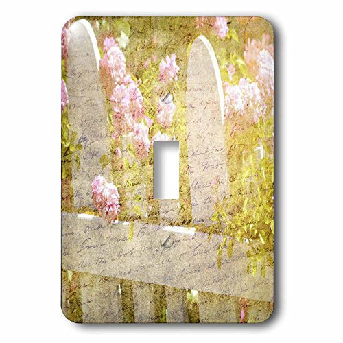 3dRose lsp_59050_1"Inspired Rose Garden With A White Picket Fence - Romantic Floral" Single Toggle Switch
