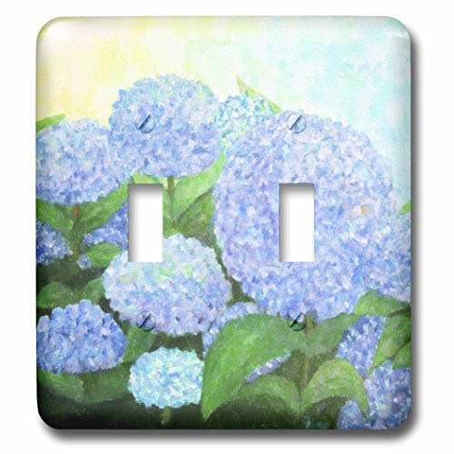 3dRose lsp_59780_2""Painting Of Periwinkle Blue Hydrangeas" Double Toggle Switch,