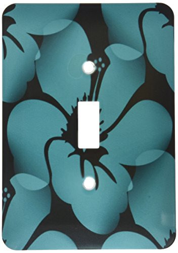 3dRose lsp_59872_1 Teal Blue Tropical Hibiscus Flowers - Floral Art - Hawaiian Single Toggle Switch