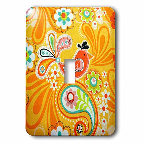 3dRose lsp_60526_1 Orange N Turquoise Paisley With Bird Single Toggle Switch 3dRose lsp_60526_1 Orange N Turquoise Paisley With Bird Single Toggle Switch