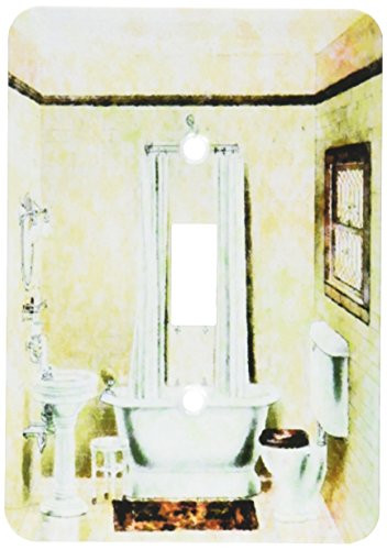 3dRose lsp_61865_1 Vintage Bathroom Single Toggle Switch