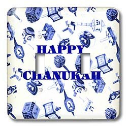 3dRose lsp_61905_2"Blue Dreidels N Happy Chanukah" Double Toggle Switch