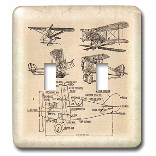 3dRose lsp_62138_2"Early 1900s Sketch Of Airplanes" Double Toggle Switch