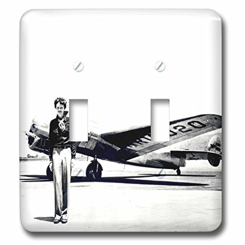 3dRose LSP_62531_2 Old Photo of Amelia Earhart with Lockheed Electra Model 10 Double Toggle Switch