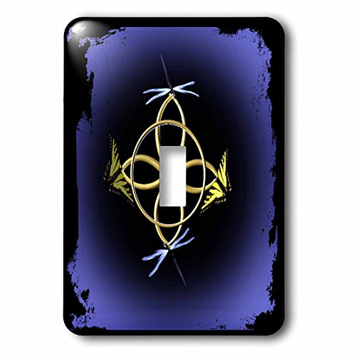 3dRose lsp_63363_1"A"A gold Celtic knot with butterflies and dragonflies" Single Toggle Switch,