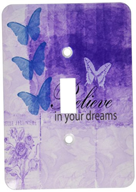 3dRose lsp_63542_1""Vintage Purple Inspired Butterflies And Botanical Believe In Your Dreams" Single Toggle Switch, 3dRose lsp_63542_1""Vintage Purple Inspired Butterflies And Botanical Believe In Your Dreams" Single Toggle Switch,