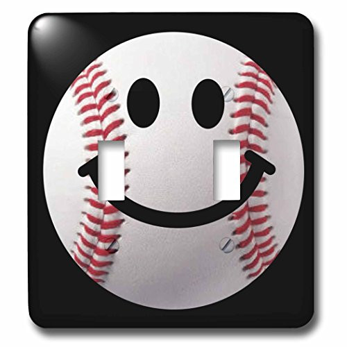 3dRose lsp_76657_2 Baseball Smiley Face Double Toggle Switch Multicoloured