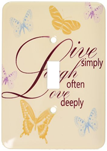 3dRose lsp_79139_1""Live, Laugh, Love With Pretty Butterflies" Single Toggle Switch