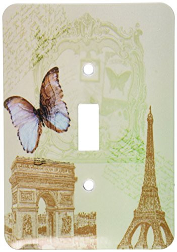 3dRose lsp_79195_1 Vintage Paris Butterfly Single Toggle Switch