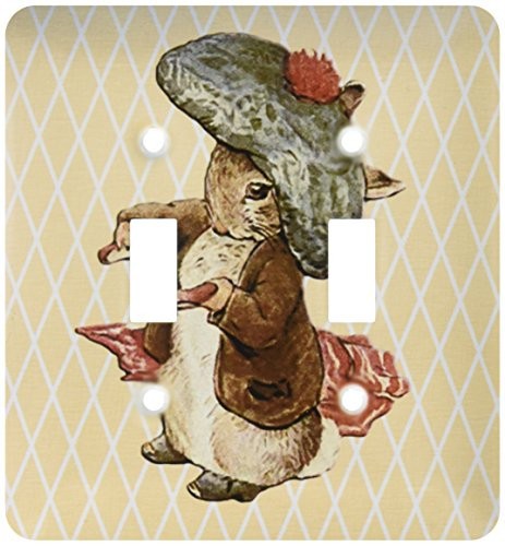3dRose lsp_79402_2 Vintage Rabbit Double Toggle Switch