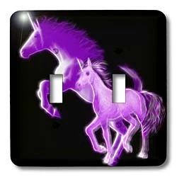 3dRose lsp_97861_2 Fractal Color Outlined Purple Unicorns Double Toggle Switch, Multicolor